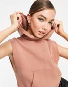 Mango Knitted Sleeveless Hoodie In Pink
