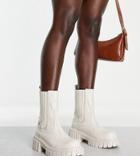Public Desire Wide Fit Farfetch Chunky Ankle Boots In White