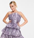 Collective The Label Structured Bandeau Tier Mini Dress In Pewter-purple