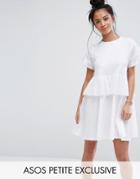 Asos Petite Skater Dress With Cotton Lace Trim - White