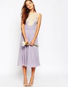 Asos Wedding Lace Applique Midi Dress - Lilac