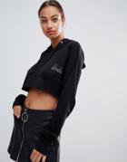 Missguided Cropped Hoodied Sweater - Black