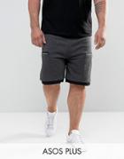 Asos Plus Skinny Jersey Shorts With Zip Pockets - Gray