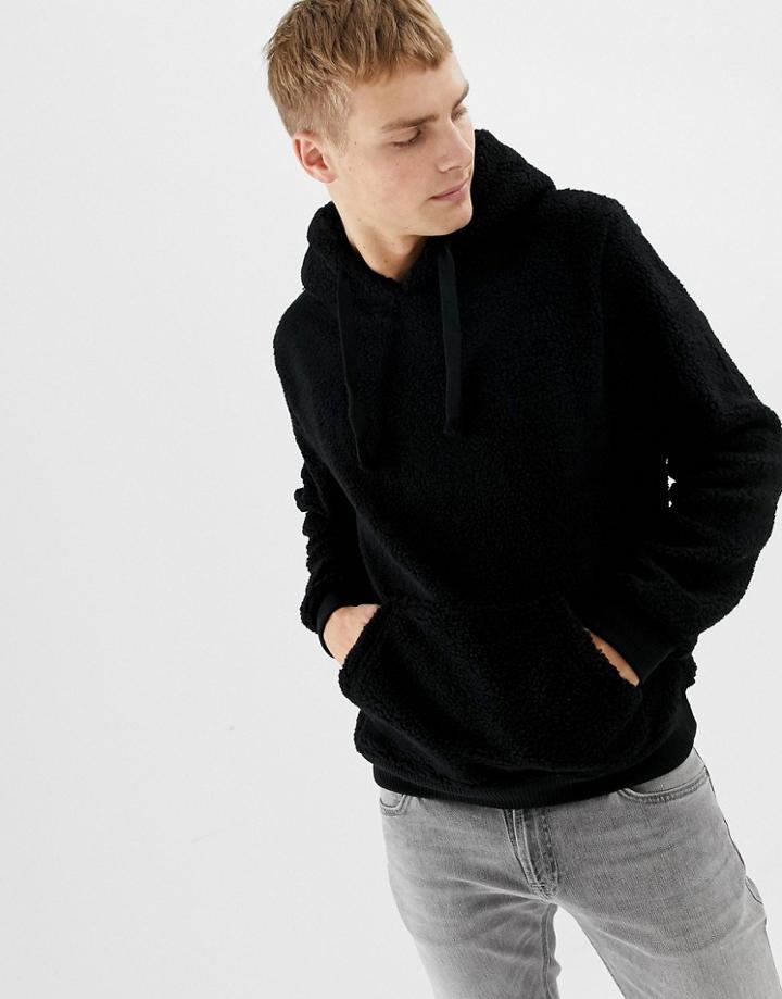 Brave Soul Overhead Fleece Hoodie - Black