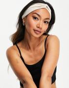 Adidas Training Twist Front Headband In Stone-neutral