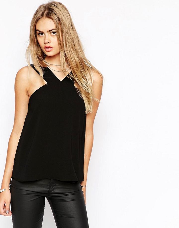 Asos Thick Halterneck Strap Cami Top - Black