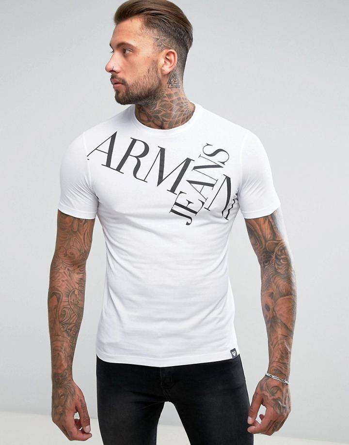 Armani Jeans Crew Neck Large Text T-shirt White - White