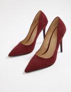 Miss Selfridge Pointed Court Shoe In Burgundy - Red
