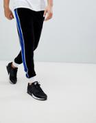Asos Design Velour Skinny Joggers With Side Stripe - Black