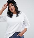 Asos Design Curve Top In Super Oversized Fit With Long Sleeve In White - White