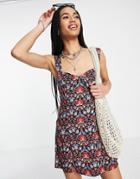 Free People Sasha Floral Print Mini Dress In Black Multi