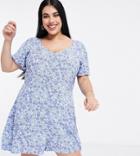 Cotton: On Curve Romper In Blue Floral-blues