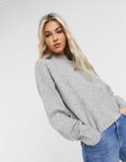 & Other Stories Mock Neck Sweater In Off Gray-grey