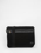 Asos Satchel In Black Canvas With Front Zip Pocket - Black