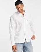 Abercrombie & Fitch 3d Icon Logo Pocket Linen Shirt In White