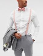 Asos Design Wedding Suspender And Bow Tie Set In Pink - Pink