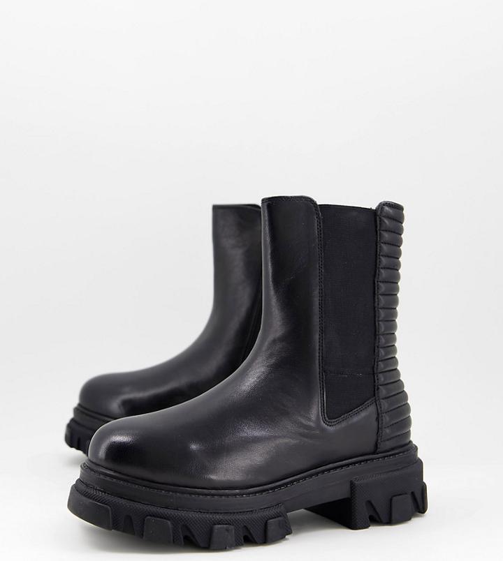 Simply Be Extra Wide Fit Chunky Flat Chelsea Boot In Black