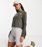 The North Face Cropped Long Sleeve T-shirt In Khaki Exclusive At Asos-green