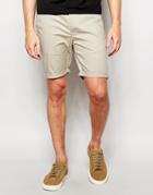 Asos Skinny Chino Shorts In Light Green - Aluminium