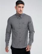 Fred Perry Micro Gingham Shirt In Black - Black