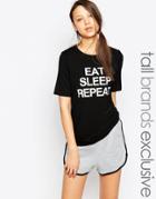 One Day Tall 'eat Sleep Repeat 'motif Tee - Black