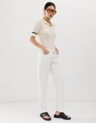 Tomorrow Organic High Rise Straight Leg Jean With Loop Detail-white