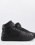 Asos Design High Top Sneakers With Studs-black