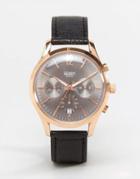 Henry London Finchley Chronograph Watch In Leather - Black