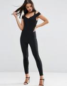 Asos Sculpt Me Jumpsuit With Sexy Off Shoulder - Black