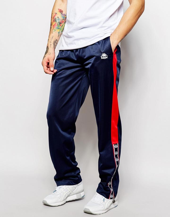 Kappa Skinny Joggers With Side Zips - Navy