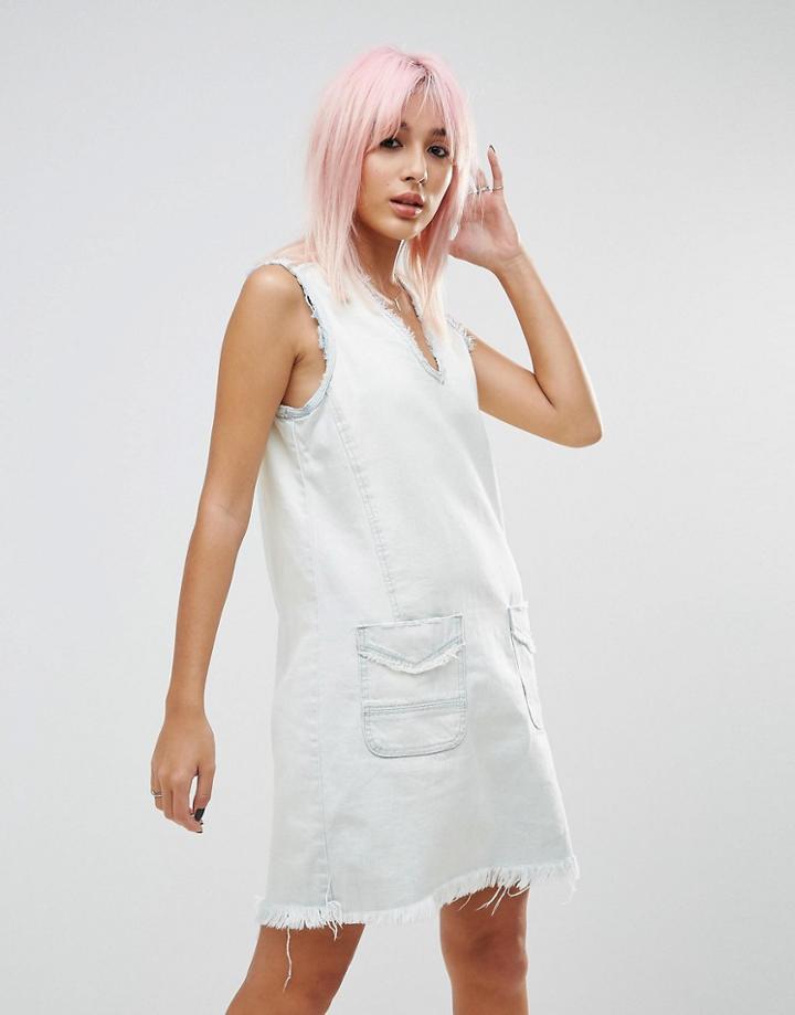 Blank Nyc All About Me Frayed Hem Denim Tunic Dress - White