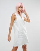 Blank Nyc All About Me Frayed Hem Denim Tunic Dress - White