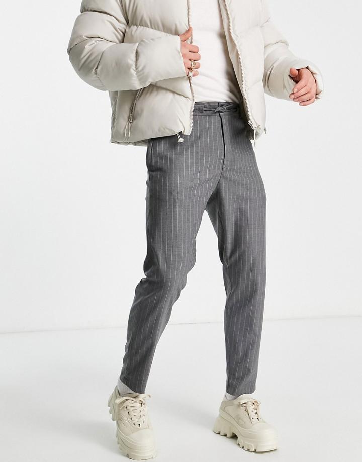 Bolongaro Trevor Skinny Pinstripe Smart Pants In Gray