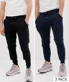 Asos Design Super Skinny Sweatpants 2 Pack In Black/navy - Black