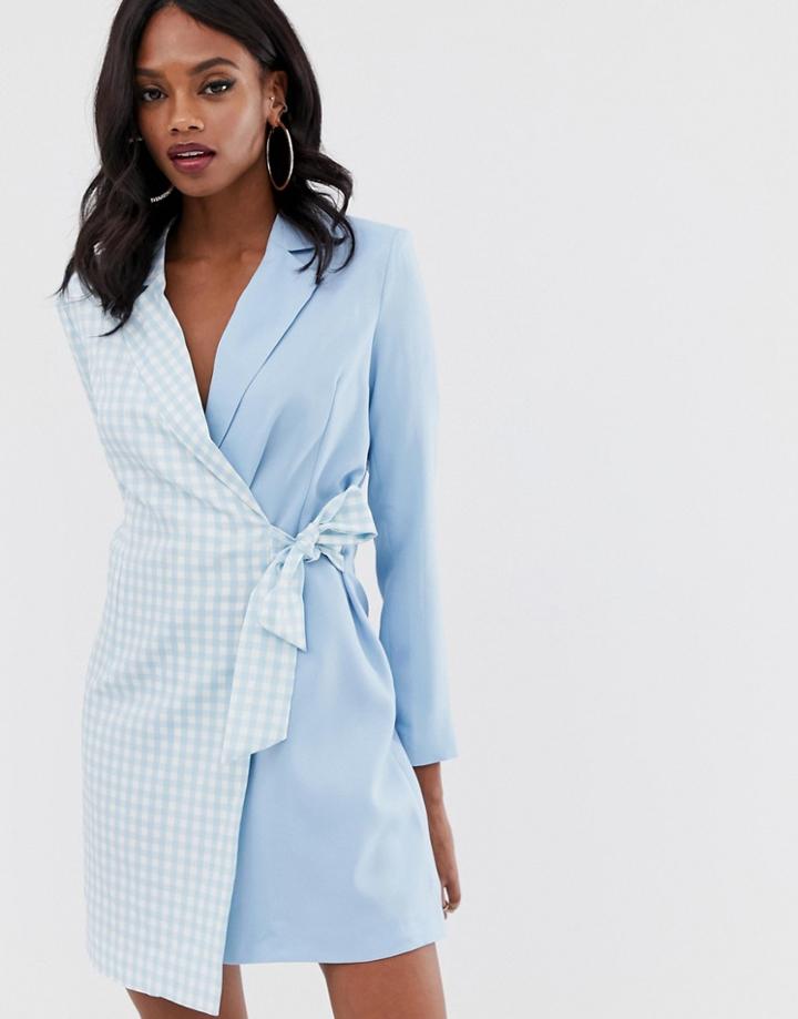 Unique21 Gingham Blazer Dress - Blue
