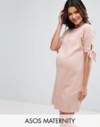Asos Maternity T-shirt Dress With Bow Sleeve - Pink