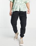 Pull & Bear Relaxed Fit Cargo Pants In Black