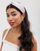 Asos Design Wide Headband With Twist Front In Pink - Pink