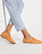 Asos Design Megan Woven Flat Loafers In Orange