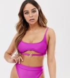 South Beach Fiesta Mix & Match Cut Out Crop Bikini Top - Purple