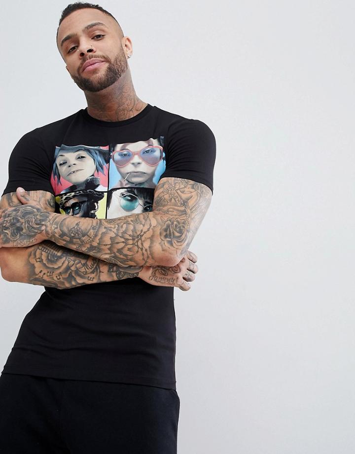 Asos Gorillaz Muscle Band T-shirt - Black