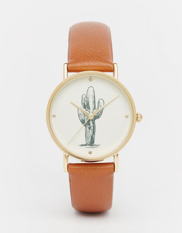 Asos Cactus Dial Watch - Tan