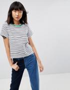 Heartbreak Stripe T-shirt With Contrast Neckline - Black