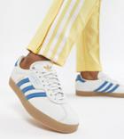 Adidas Originals Gazelle Super Sneakers In White And Blue - Black