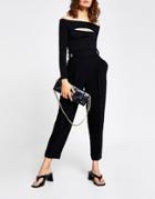 River Island Twill Balloon Peg Pants In Black