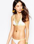Oh My Love Front Contrast Bikini Top - White Yellow