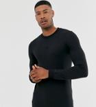 Asos Design Tall Muscle Sweatshirt With Curved Hem In Black