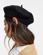Asos Design Wool Beret With Improved Fit In Black