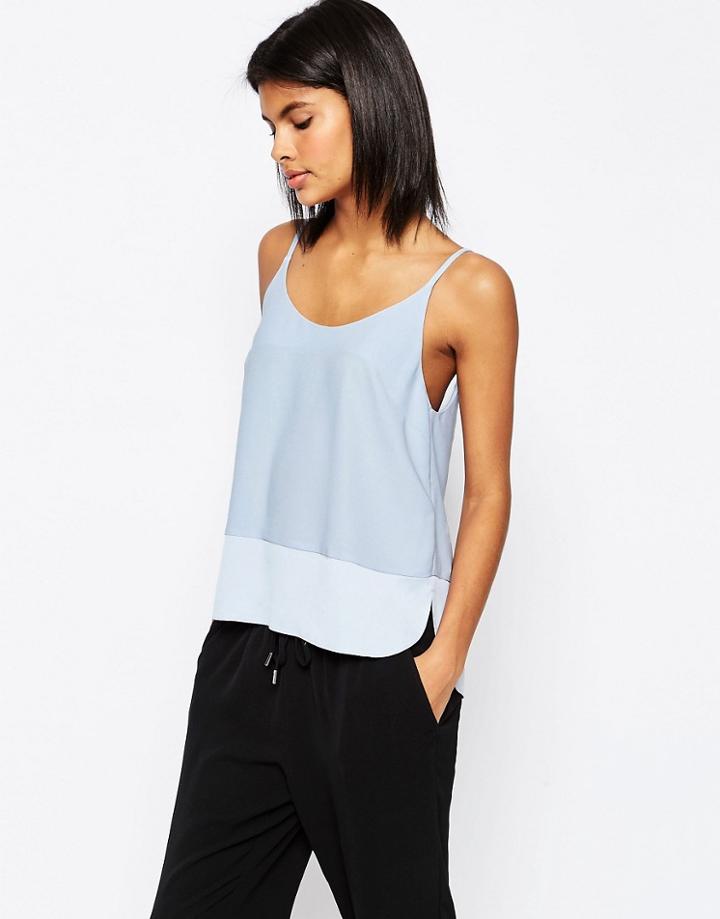 Asos Scoop Back Cami In Matte & Shine - Blue