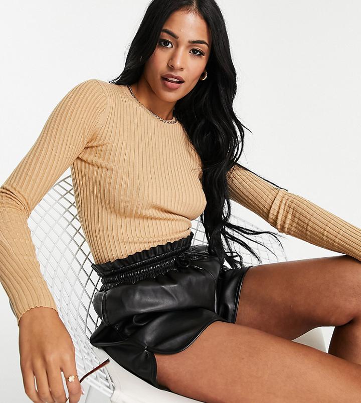 Threadbare Tall Hannah Crew Neck Sweater In Mushroom-brown